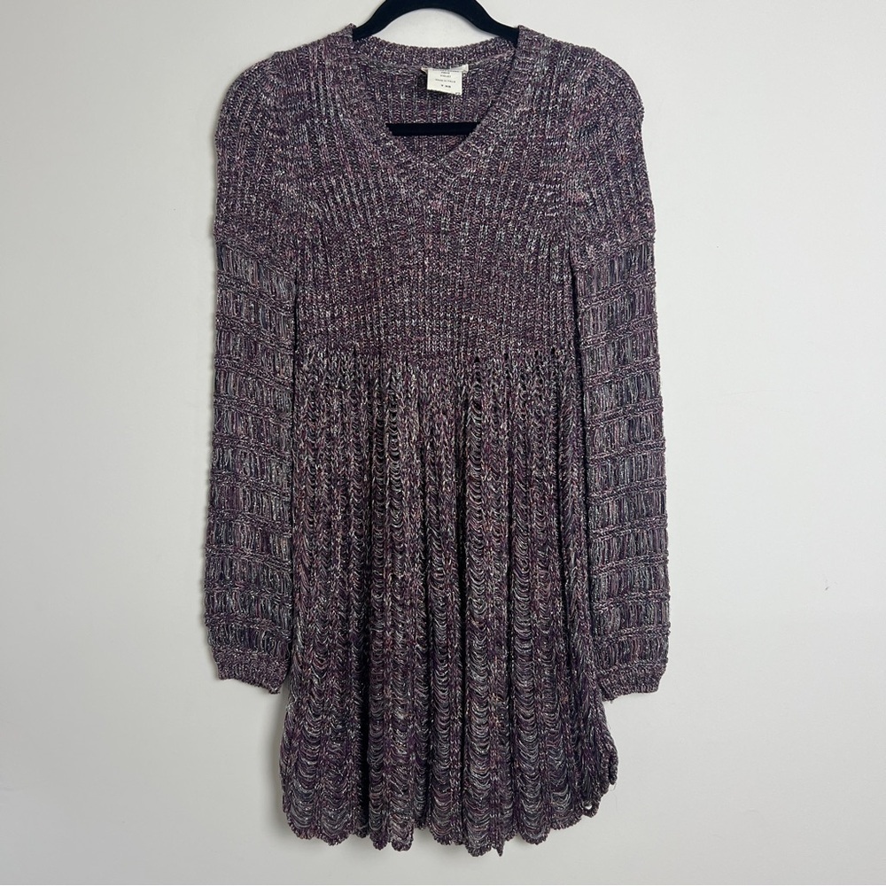 Chloe Women's Silk Blend Mini Dress XS Violet Designer Loose‎ Knit Babydoll